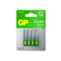 GP Super Alkaline 24A AAA (GP 24AA21-2CRSBC4), упак. 4 шт. БЛИСТЕР Алкалиновые батарейки