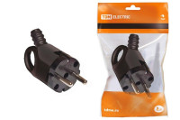 Вилка угловая с ушком с/з черная 16А 250В TDM (SQ1806-0006) Вилка