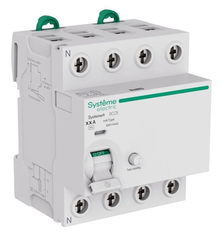 Systeme9 ВДТ 4P 100A 300мА Тип-AC 400В (S9R14491) Выключатель дифференциального тока (УЗО)