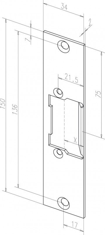 Eff-Eff kF (262 35) (-------26235-01) лицевая панель нерж. Планка, плоская, короткая