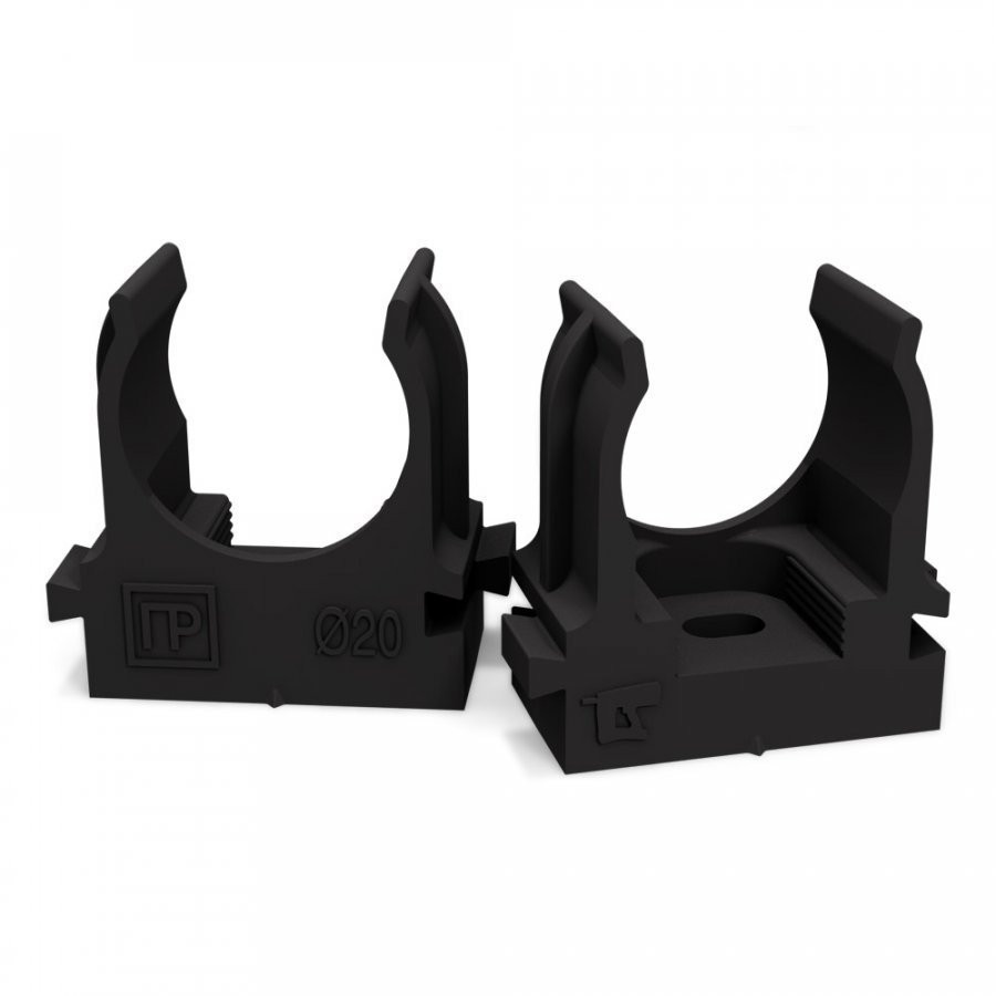 Крепеж-клипса для монтажного пистолета черная в гофроящике D20 (1200 шт) (PR13.0456) Крепление для труб ПВХ