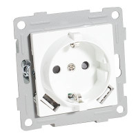Розетка электрическая 2К+З/2xUSB A, белый (201004) Розетка