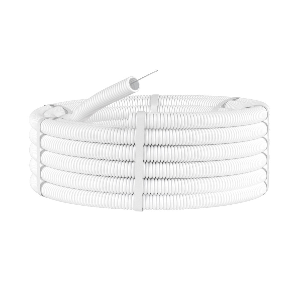 Труба ПЛЛ легкая белая D40 безгалогенная (81840) Труба гофрированная с протяжкой, не распространяющая горение