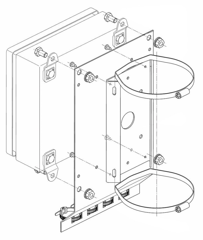 КС-2 Кронштейн крепления на опору для гермокоробок КМ-4, КМ-5, КМ-6, БПУ-1