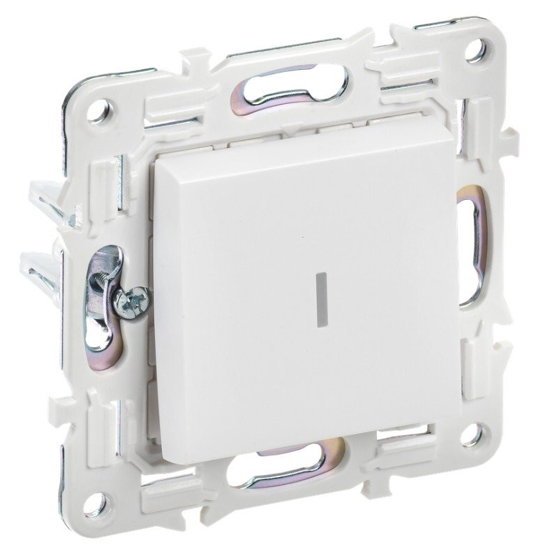 SKANDY Выключатель 1-клавишный проходной с индикацией SK-V08W скрытой установки 10А арктический белый (SK-V12-1-10-K01) Выключатель