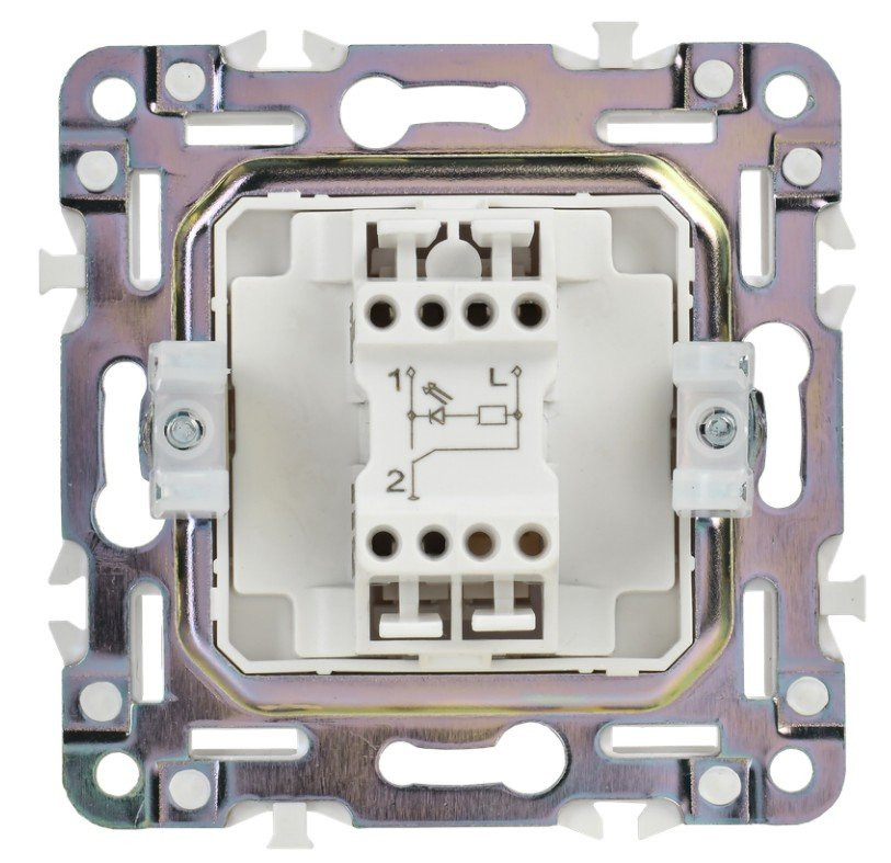 SKANDY Выключатель 1-клавишный проходной с индикацией SK-V08W скрытой установки 10А арктический белый (SK-V12-1-10-K01) Выключатель