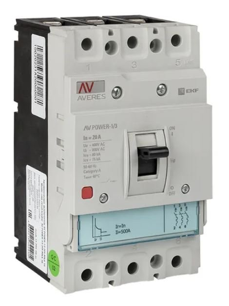 AV-POWER-1/3 20А 35кА TR (mccb-13-20-TR-av) Автоматический выключатель в литом корпусе