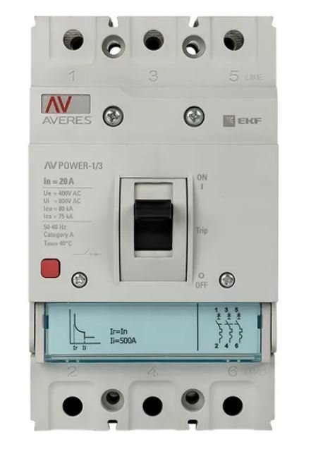 AV-POWER-1/3 20А 35кА TR (mccb-13-20-TR-av) Автоматический выключатель в литом корпусе