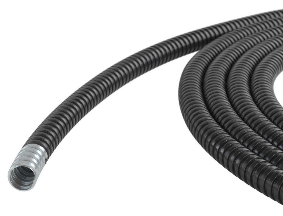 Металлорукав DN 20 в герметичной ПВХ изоляции, чёрный (6071R-020N) Металлорукав в герметичной ПВХ изоляции