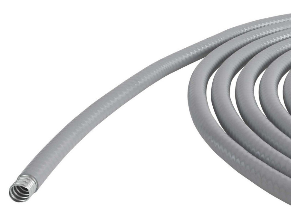 Металлорукав DN 10 в гладкой ПВХ изоляции, серый (6070R-10) Металлорукав в гладкой ПВХ изоляции
