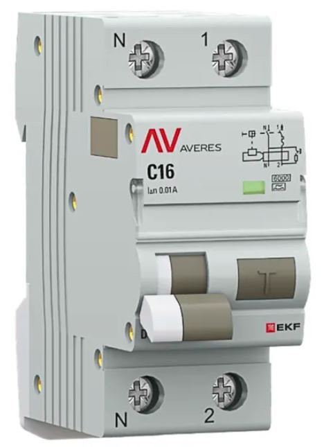 DVA-6 1P+N 16А C 10мА A 6кА AVERES (rcbo6-1pn-16C-10-a-av) Автоматический выключатель дифференциального тока