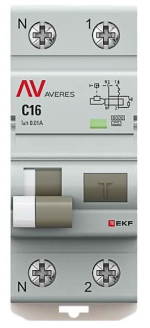 DVA-6 1P+N 16А C 10мА A 6кА AVERES (rcbo6-1pn-16C-10-a-av) Автоматический выключатель дифференциального тока