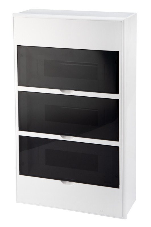 Бокс пластиковый ЩРН-П-36 IP41 белый, навесной, черная прозрачная дверь. KRANZ (KR-11-0336) Корпус пластиковый