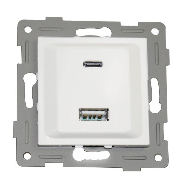 Розетка 2xUSB A/C, белый (201007) Розетка