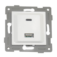 Розетка 2xUSB A/C, белый (201007) Розетка