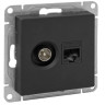 Механизм розетки TV+RJ45 (cat5), чёрный Эпика (UP1-SOB-TV+RJ) Механизм розетки TV+RJ45