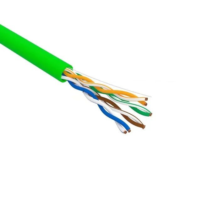 U/UTP, CAT 5e, PVC, нг(А)-LSLTx, 4х2х0,52мм, 24AWG, INDOOR, SOLID, зеленый, РФ REXANT (01-0061-R) Кабель «витая пара» (LAN) для структурированных систем связи