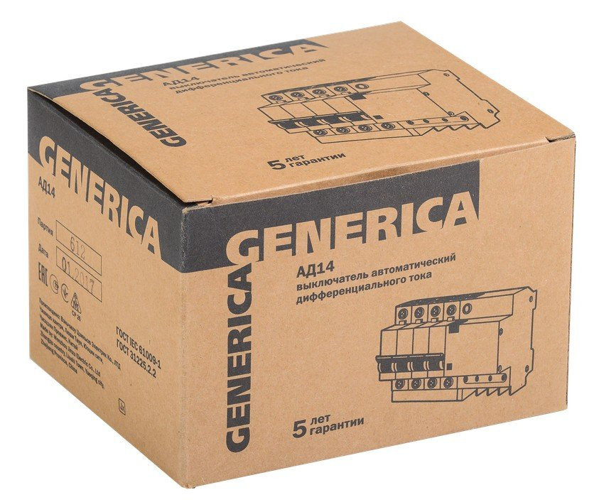 GENERICA АД14 4Р 32А 300мА (MAD15-4-032-C-300) Автоматический выключатель дифференциального тока GENERICA АД14 4Р 32А 300мА (MAD15-4-032-C-300) Автоматический выключатель дифференциального тока