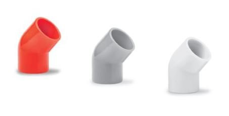 Ecoplast поворот 45гр., для аспирационной системы D25, АБС, белый (10 шт) (49225-10W) Поворот для аспирационной системы