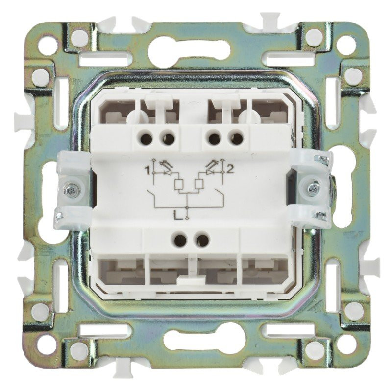 SKANDY Выключатель 2-клавишный с индикацией SK-V09W скрытой установки 10А арктический белый (SK-V20-1-10-K01) Выключатель