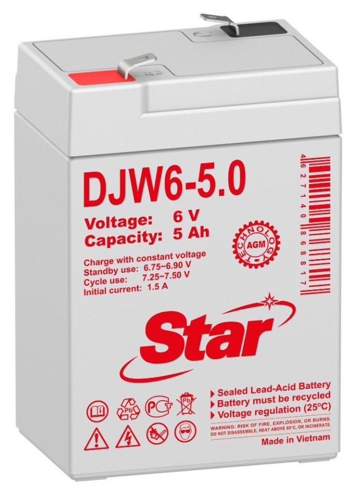 STAR DJW6-5.0 Аккумулятор герметичный свинцово-кислотный