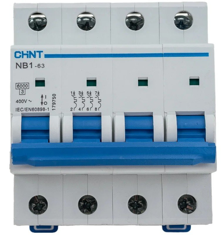 NB1-63 4P 2А 6кА х-ка C (DB) (R) CHINT (179743) Автоматический выключатель