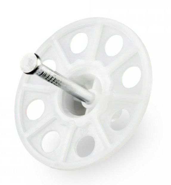 Тарельчатый дюбель гриб с гвоздем для ПМ IN30 белый (100 шт) (PR08.12248) Тарельчатый дюбель гриб с гвоздем