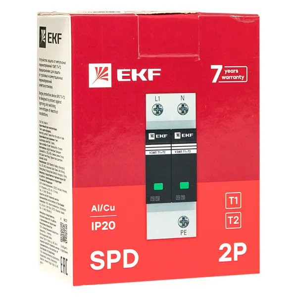 Т1+Т2; Iimp-12,5kA; In-20kA; Uc-275В; 1+1 (OV12-11-505) Устройство защиты от импульсных перенапряжений