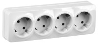 Розетка 4-местная GLORY РС24-3-ХБ с заземлением без защитных шторок открытой установки 16А белый (ERH41-K01-16) Розетка без защитных шторок