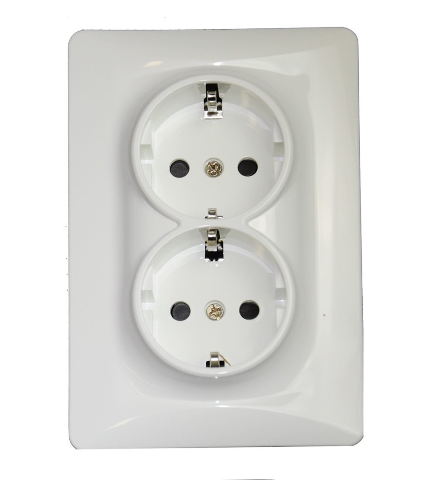 Розетка электрическая 2х2К+З, белый (201003) Розетка