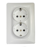 Розетка электрическая 2х2К+З, белый (201003) Розетка
