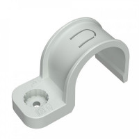 Крепеж-скоба пластиковая односторонняя для прямого монтажа атмосферостойкая серая в гофроящике D25 () Крепление для труб