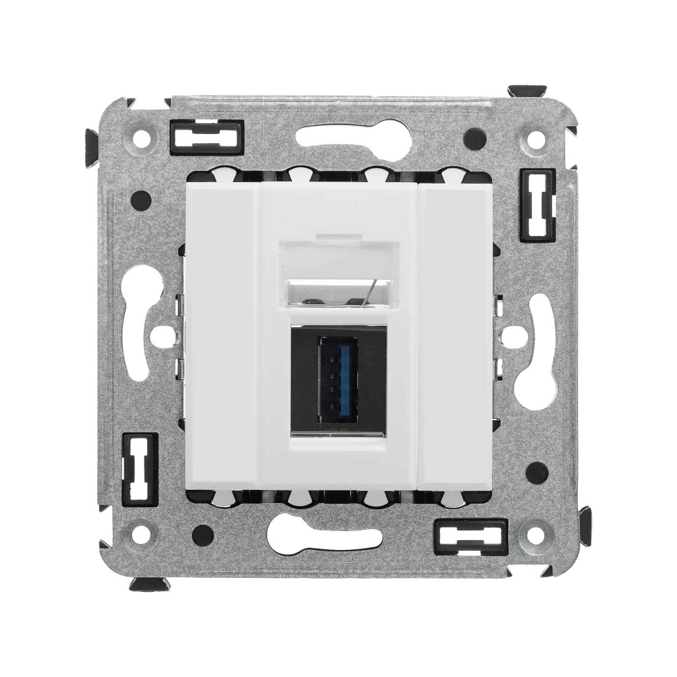 Розетка USB 3.0 одинарная в стену, тип А-А, белое облако, Avanti (4400303) Розетка USB 3.0 одинарная в стену