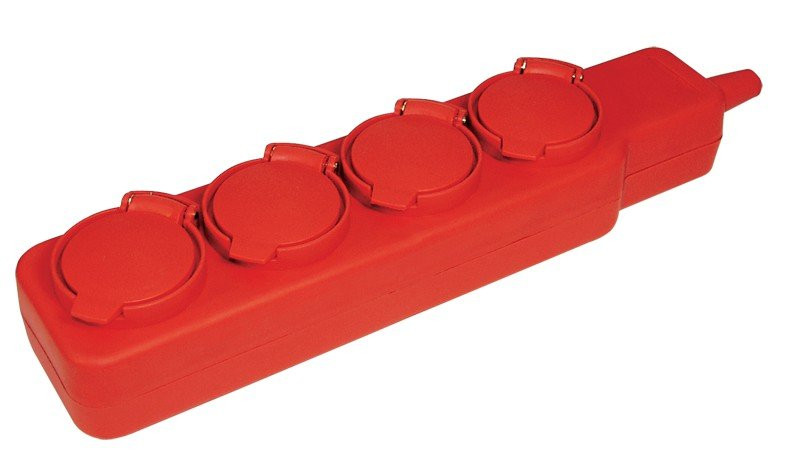 Удлинитель У04В 4 места с защитными крышками IP44 с заземлением 3х1мм2 16А/250В 5м (WYP10-16-04-05-44-N) Удлинитель с защитными крышками