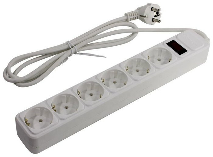 SP6W-130 Сетевой фильтр 6 розеток, 3м, белый