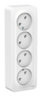 BLANCA розетка 4-местная без заземления без шторок, открытой установки, белый (BLNRA000411) Розетка с изолированной пластиной