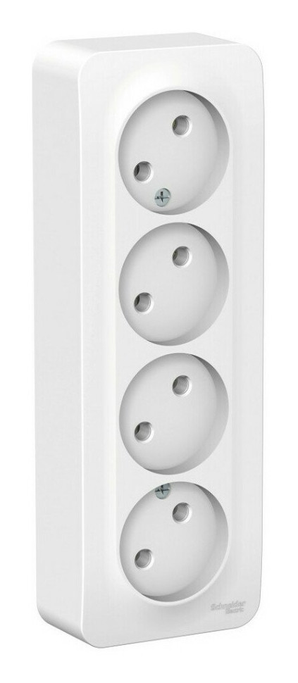 BLANCA розетка 4-местная без заземления без шторок, открытой установки, белый (BLNRA000411) Розетка с изолированной пластиной