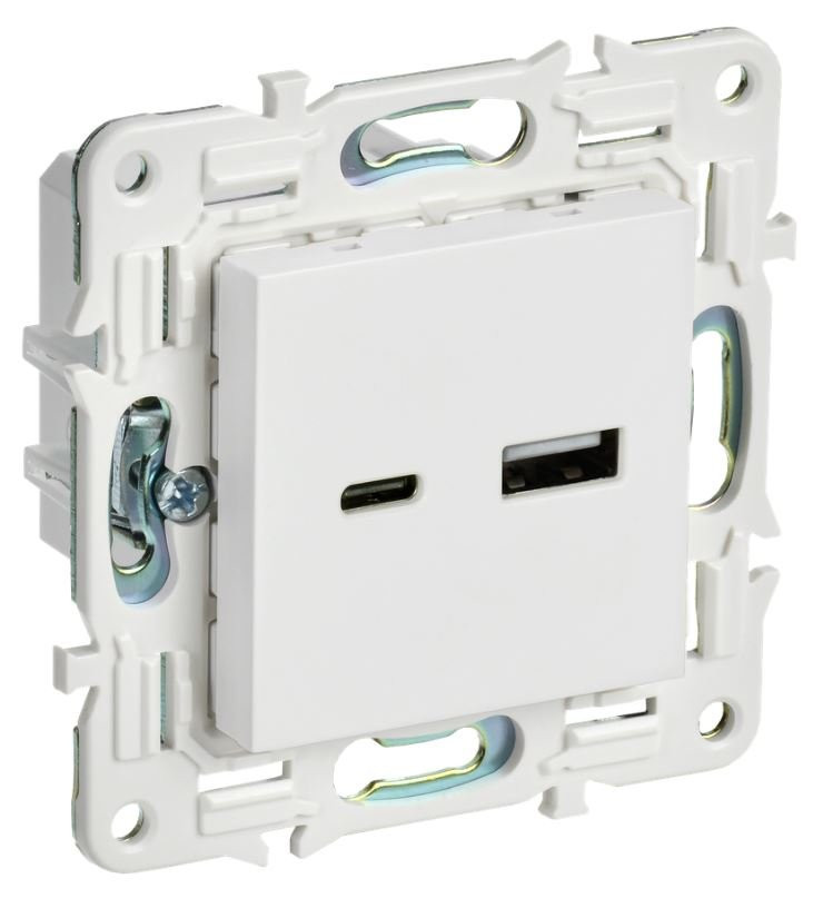 SKANDY Розетка USB A+C 18Вт SK-R13W скрытой установки арктический белый (SK-U22-018-K01) Розетка USB