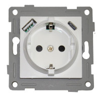 Розетка электрическая 2К+З/2xUSB A/C, белый (201005) Розетка