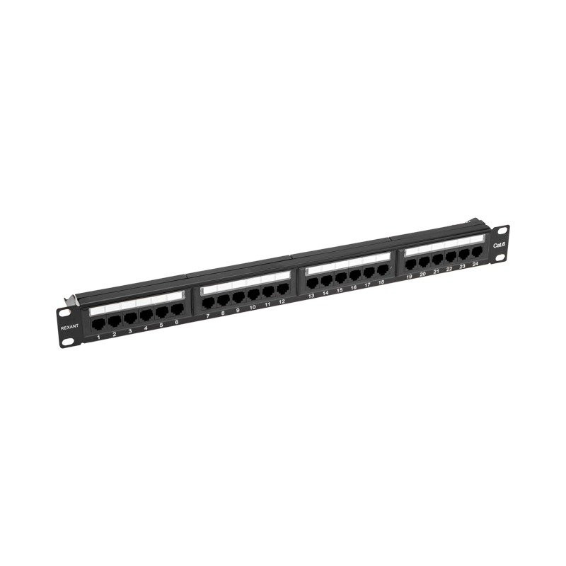 Панель коммутационная с кабельным органайзером 19", 1U, 24 порта, UTP, RJ-45, CAT 5e REXANT PRO (02-0031) Патч-панель 19"