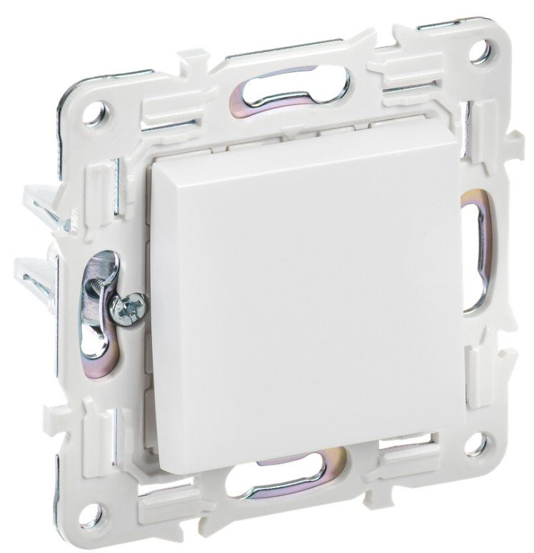 SKANDY Выключатель 1-клавишный кнопочный SK-V14W скрытой установки 10А арктический белый (SK-V17-0-10-K01) Выключатель