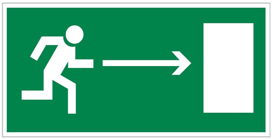 Пластик Фотолюм. (Е 03) Направление к эвакуационному выходу направо (150х300) Пластик фотолюм