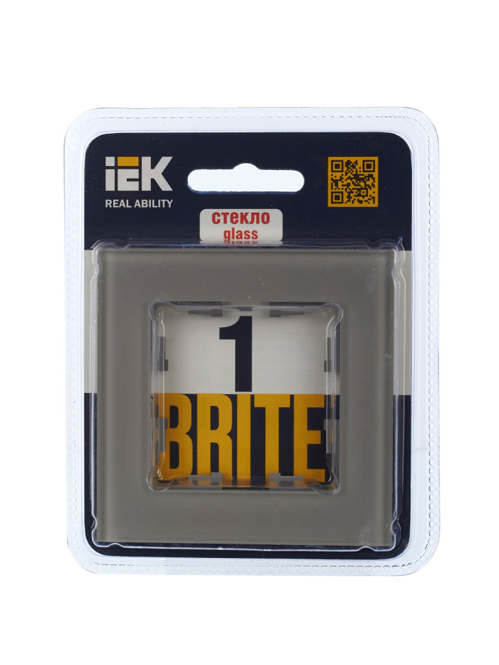 Рамка 1-местная РУ-1-2-БрД стекло дымчатый BRITE (BR-M12-G-K30) Рамка 1-местная