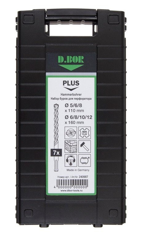 Набор буров SDS-plus V PLUS 7шт, 2-cutting (240987) Набор буров SDS-plus (5,6,8х110 мм; 6,8,10,12х160мм)