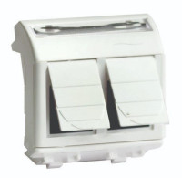 Розетка RJ-45 Brava 2 модуля слоновая кость (75459S) Розетка компьютерная с двумя разъёмами