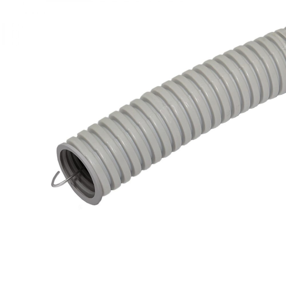 Труба ПВХ легкая серая D=16 (RuVinil) (11601) Труба гофрированная с протяжкой