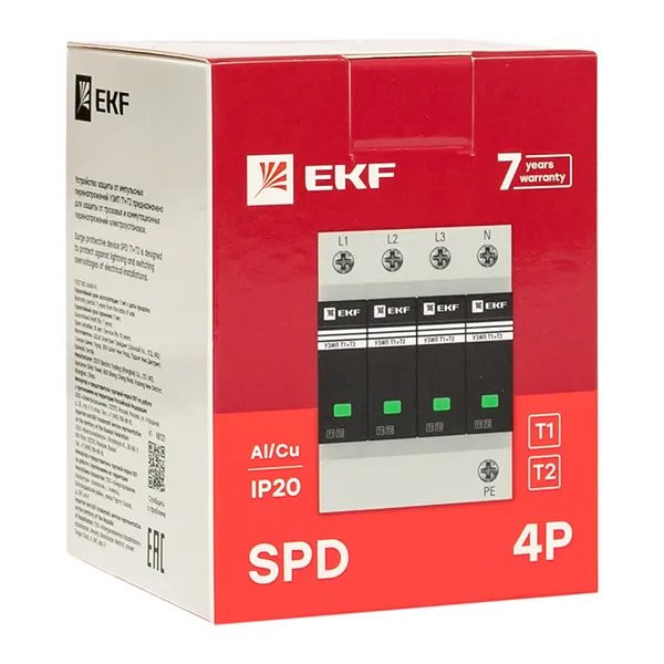 Т1+Т2; Iimp-12,5kA; In-20kA; Uc-275В; 4+0 (OV12-4-504) Устройство защиты от импульсных перенапряжений