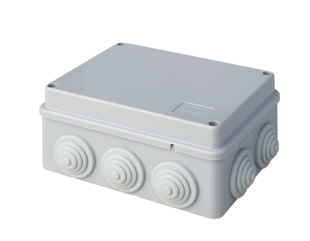 Коробка JBS150 150х110х70, 10 вых., 5P (1,5...6мм²) серая (43029HF-GR) Коробка монтажная, огнестойкая, без галогена