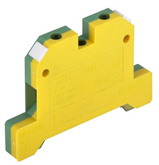 Зажим наборный ЗНИ-4PEN 4мм2 (JXB-земля) желто-зеленая (YZN20-004-K52) Зажим наборный на DIN-рейку