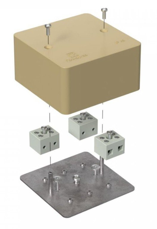 Коробка огнестойкая для кабель-канала Е15-Е120 RAL1001 85х85х45 (40-0460-1001-FR6.0-6) (Промрукав) Коробка огнестойкая